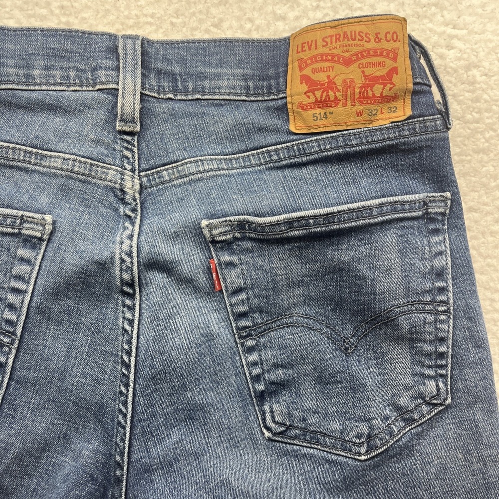 Levis Jeans Mens 32 x 32 Blue Denim Pants Slim Straight 514 Adult Cotton Chore - Picture 16 of 16